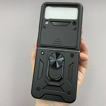 Чохол для Samsung Galaxy Flip 4 протиударний із шторкою для камери чохол на самсунг фліп 4 чорний crt, фото 1