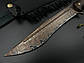 Мачета ручної роботи з дамаської сталі зі шкіряними піхвами, сталь х12МФ 61 HRC, фото 2