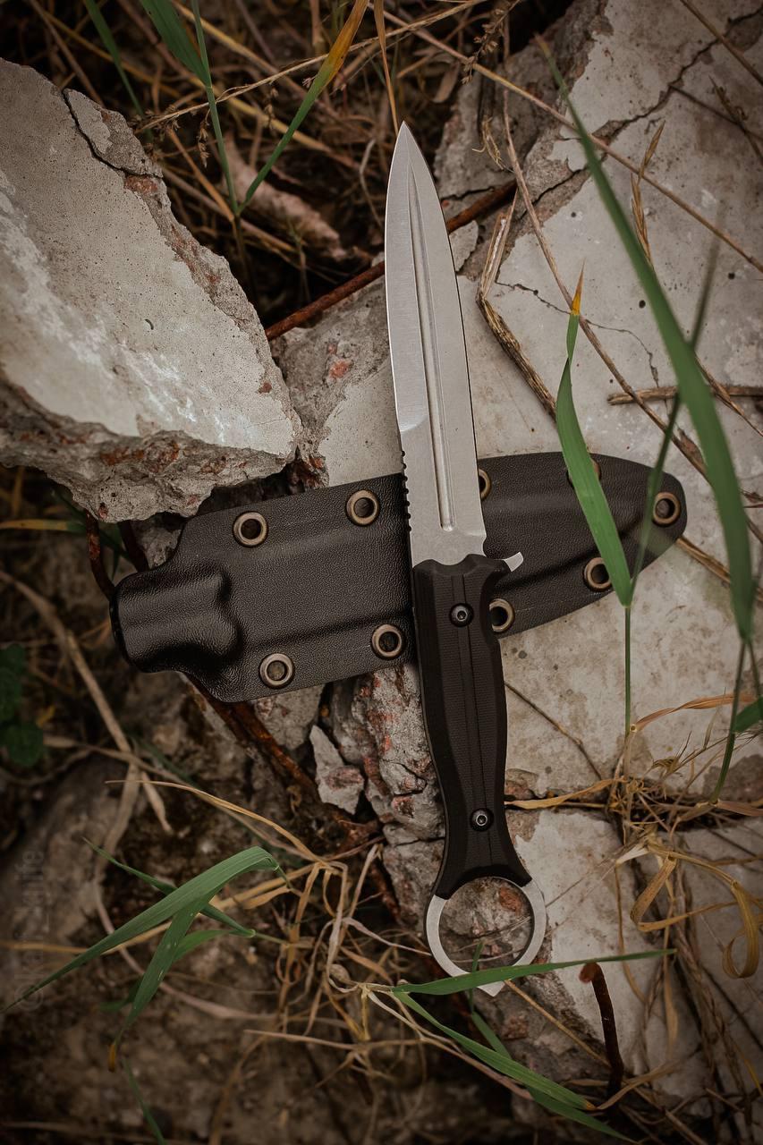 Нож ручной работы «Харциз #1» сталь х12МФ с ножнами из АБС пластика, фото 1