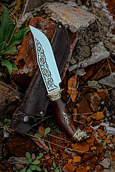 Ніж ручної роботи «Буйвол #5» зі шкіряними піхвами нескладний сталь 95х18