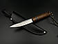 Ніж ручної роботи для полювання та риболовлі туристичний «Якут» сталь ШХ15 з шкіряними піхвами, фото 6