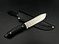 Преміальний ніж ручної роботи «Дарк #2» сталь М398 з піхвами зі шкіри, фото 4