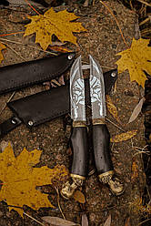 Ніж ручної роботи «Гетьман Сірко #1» зі шкіряними піхвами сталь 50х14мф/59 HRC