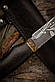 Ніж ручної роботи «Гетьман Сірко #1» зі шкіряними піхвами сталь 50х14мф/59 HRC, фото 5