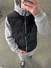 Чоловіча куртка з трикотажними рукавами демісезонна до -5*С чорна з сірим Вітровка з капюшоном, фото 3