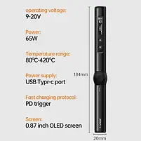 Портативний розумний паяльник FNIRSI HS-01 чорний колір USB Type-C PD (набір з блоком живлення)), фото 5