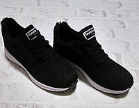 Кроссовки спортивные чёрные на шнурках с белой подошвой р 37(23.5 см)