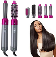 Мультистайлер 5 в 1 Hot Air Styler Фен Расческа для укладки и выпрямления волос с 5 различными насадками