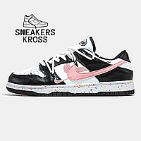 Nike SB Dunk Low Black White Pink, Женские кроссовки Найк СБ Данк белые, Nike dunk на весну