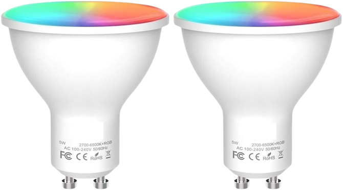 Набір 2 шт розумних смарт RGB ламп GU10 WiFi 4.7 Вт еквівалент 50 Вт сумісність з Alexa/Google Home/Siri