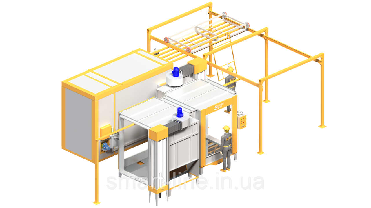 Лінія порошкового фарбування Flag - 2.3ч без відстійників та підвісок для габаритів цеху : 10.2м х 6,0м, фото 1
