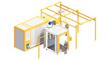 Лінія порошкового фарбування Flag - 1.3ч без відстійників та підвісок для габаритів цеху: 9.1м х 6.8м