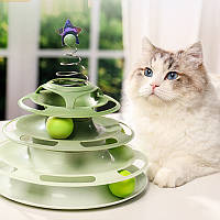 Тор! Іграшка Taotaopets 078811 для кота інтелектуальна 3-рівнева вежа 25*25*25,5 см Green