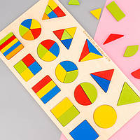 Тор! Дитяча розвивальна іграшка з геометричними фігурками рамка-вкладиш круг-квадрат-трикутник 45