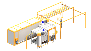 Лінія порошкового фарбування Flag - 2.6г без відстійників та підвісок для габаритів цеху: 15м х 7.3м