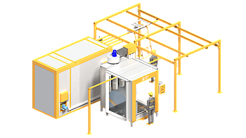Лінія порошкового фарбування Flag - 1.3ч без відстійників та підвісок для габаритів цеху: 9.1м х 6.8м