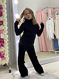 Теплий зимовий костюм для дівчинки з в'язаного трикотажу штани та светр чорного кольору р.128-158, фото 4