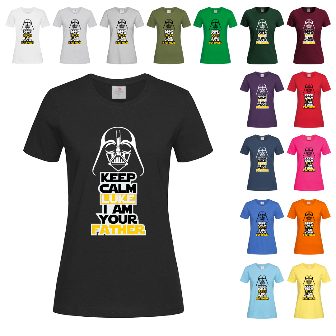 Чорна жіноча футболка Keep calm Luke (12-6-25)