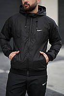 Чорна чоловіча вітровка Nike преміум якості, зручна чоловіча чорна легка куртка