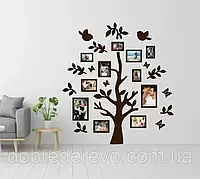 Сімейне дерево  Tit tree  на 11 фото, родинне дерево на стіну з фото рамками Синички