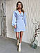 Красиве модне молодіжне жіноче плаття-міні, на запах, блакитне, фото 5