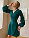 Красиве модне молодіжне жіноче плаття-міні, на запах, темно-зелене, фото 5
