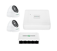 Комплект GreenVision GV-IP-K-W67/02 (Lite) Комплект видеонаблюдения на 2 IP камеры Камера 4MP Набор камер