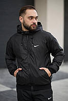 Комфортная черная мужская ветровка Nike премиум качества, удобная мужская черная легкая куртка Nike