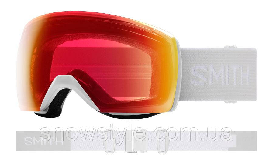 Гірськолижна маска Smith Skyline XL White Vapor Фотохромна лінза  ChromaPop Photochromic Red Mirror S1-S2