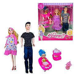 34-4 А/QQ Лялька з чоловіком і дитиною з аксесуарами, у коробці