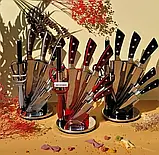 Набір кухонних ножів із підставкою 9 предметів Edenberg EB-3619 C Набір ножів із неіржавкої сталі на підставці, фото 2