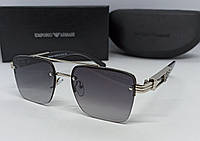 Emporio Armani очки мужские солнцезащитные темно серый градиент в серебристой металлической оправе
