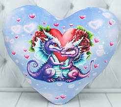 ​​​​​Серце-подушка закохані Дракончики. Подушка-серце з Драконами. Романтична подушка-сердечко. Іграшка-подушка