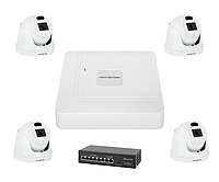 Комплект GreenVision GV-IP-K-W70/04 4 IP камеры 3MP Комплект видеонаблюдения для улицы IP камера Набор камер