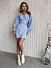 Красиве модне молодіжне жіноче плаття-міні, на запах, блакитне, фото 6
