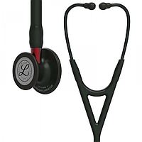 Стетоскоп 3M Littmann® Cardiology IV™,чорний із головкою чорного кольору на червоній ніжці, чорне наголів`я 6200