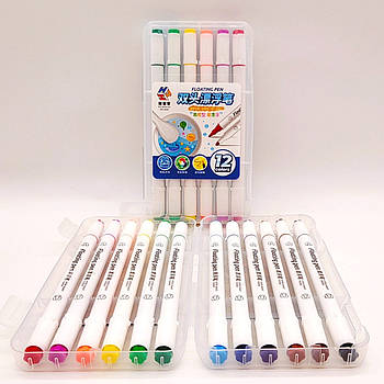 Маркери Floating Pen ДВОХСТОРОННІ | малювання на воді | плаваючі малюнки | 12 кольорів