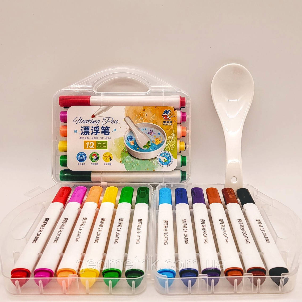 Маркери Floating Pen | малювання на воді | плаваючі малюнки | 12 кольорів у кейсі