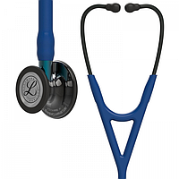 Стетоскоп Littmann® Cardiology IV™, темно-синій із дзеркальною головкою димчастого кольору на блакитній ніжці, чорне оголов'я 6202