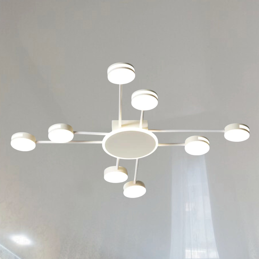 Яскрава Led люстра в стилы Лофт SVET 134W до 25 кв.м колір Білий SY-16068/8+1 WH