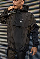 Черная мужская легкая ветровка на весну, комфортный черный мужской анорак Nike