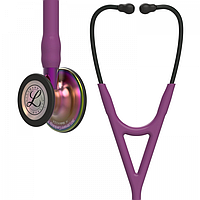 Стетоскоп Littmann® Cardiology IV™, сливовий із головкою кольору веселки на фіолетовій ніжці, чорне наголів`я 6205