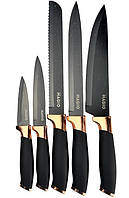 Універсальний набір кухонних ножів із підставкою Magio MG-1091 5 ножів для кухні Чорні