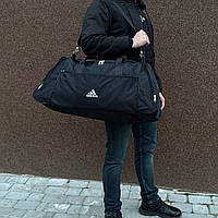 Дорожная спортивная черная сумка с плечевым ремнем. Сумка для поездок