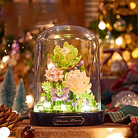 Конструктор нічник блочний дитячий з підсвіткою квітка в колбі Жасмін квіти