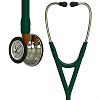 Стетоскоп 3M Littmann Cardiology IV, темно-зеленый с оголовьем и головкой цвета шампань на оранжевой ножке.