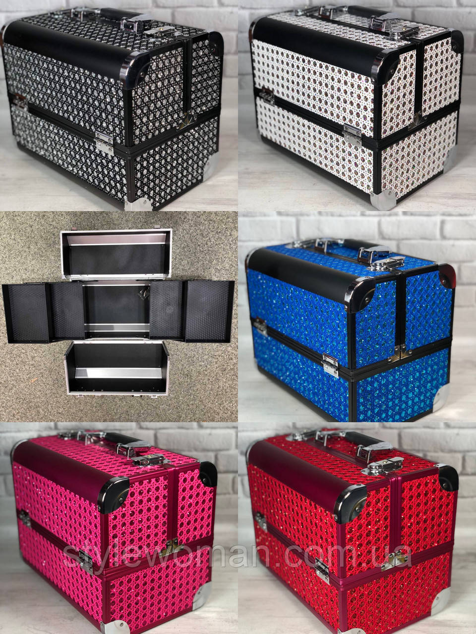Бьюти кейс чемодан алюминиевый с ключом черный серебро для мастеров - фото 4 - id-p962637477
