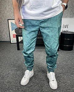 Штани чоловічі весна-осінь зелені вільні на манжеті з малюнком Pattern