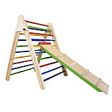 Дитячий дерев'яний тренажер піклера з гіркою Спортивний комплекс для дому та дитячого садка, фото 2