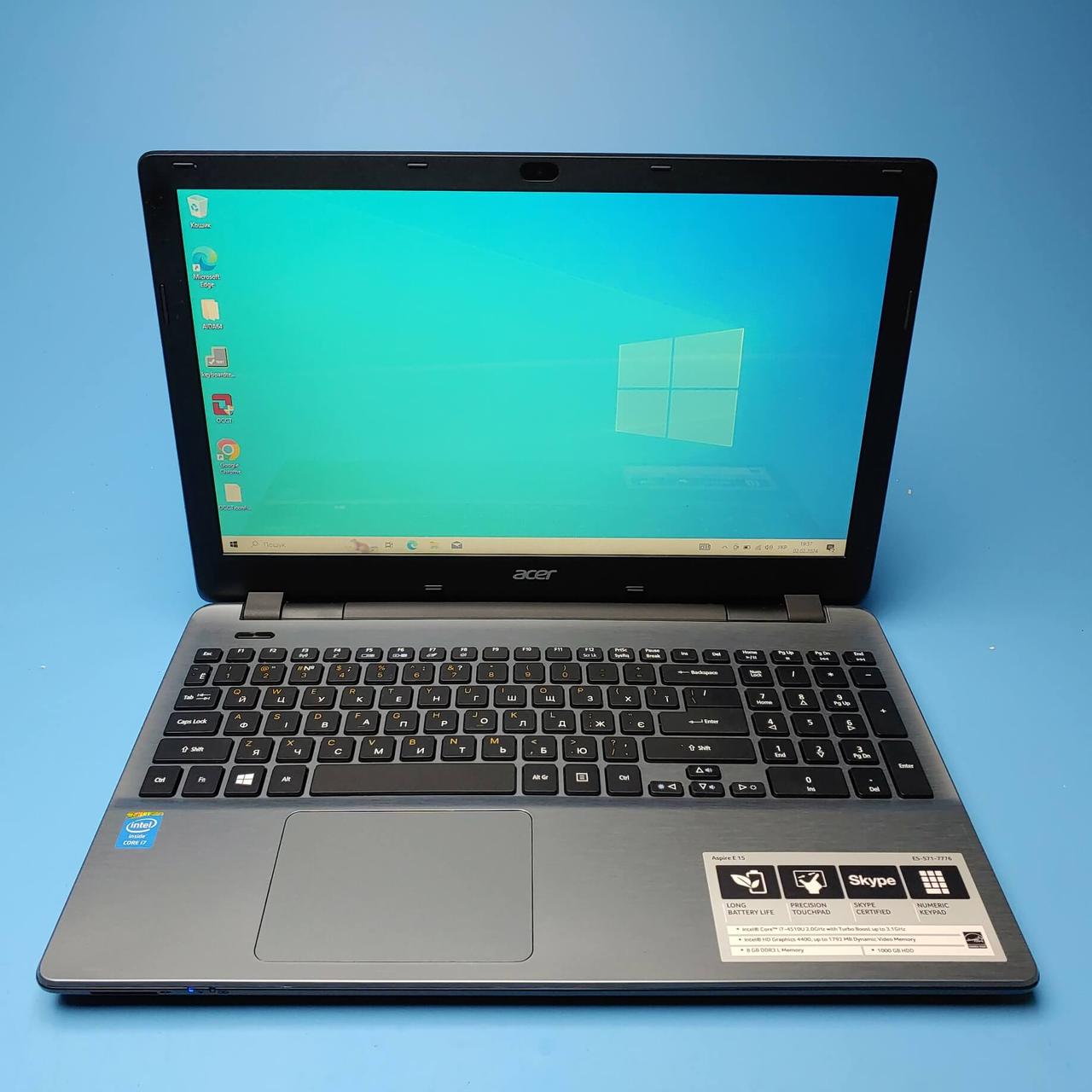 Ноутбук Acer Aspire E5-571-7776 (i7-4510U/RAM 8GB DDR3/SSD 240GB) Б/В (7070)